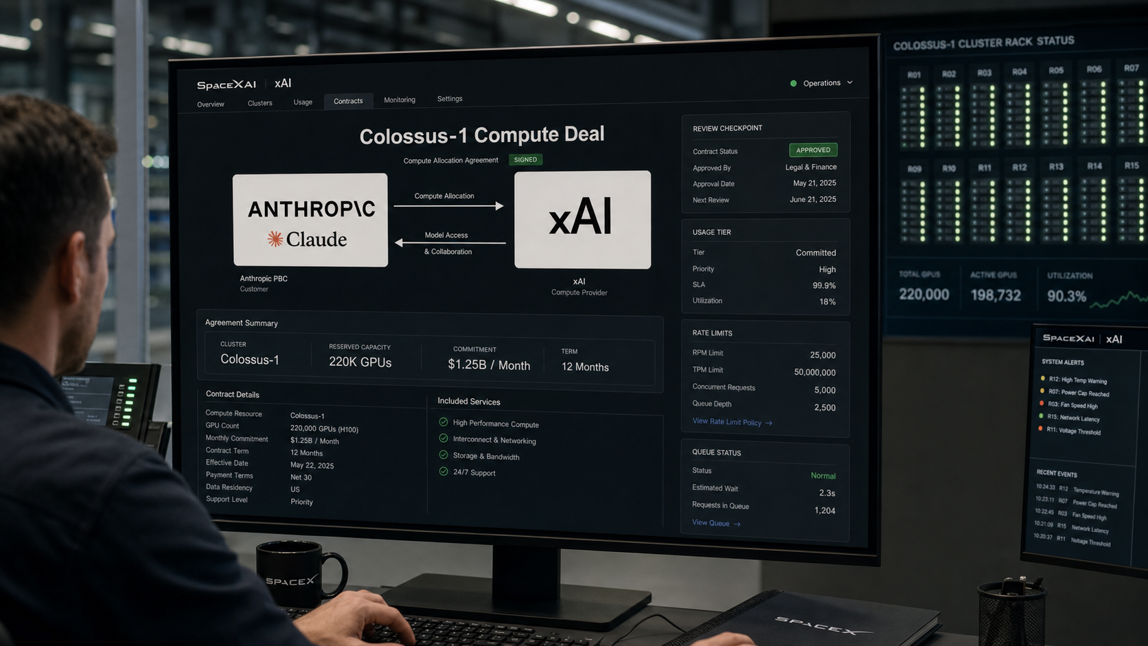 Anthropic-xAI Colossus-1: 220K GPUs, $1.25B/Month, and Rate Limits